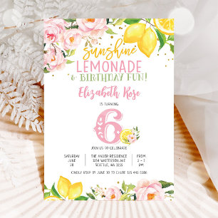 Lemon Floral Birthday Party Invitation