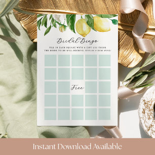 Lemon Floral Bridal Shower Bingo Game Card