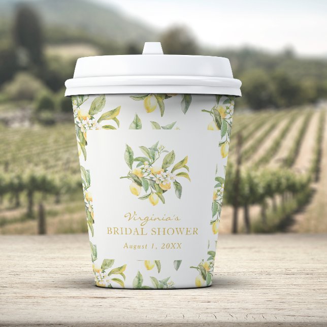Lemon Floral Bridal Shower Paper Cups (Lemon Floral Bridal Shower Paper Cups by Painted Paperie
)