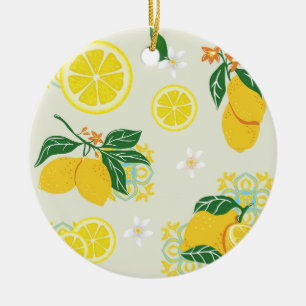 Lemon Floral Ceramic Ornament
