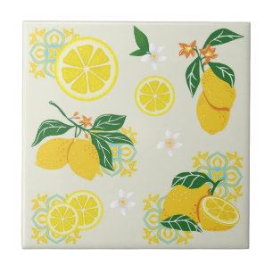 Lemon Floral Ceramic Tile