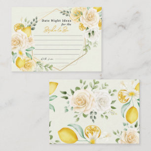 Lemon Floral Date Night Ideas Bridal Shower Enclosure Card