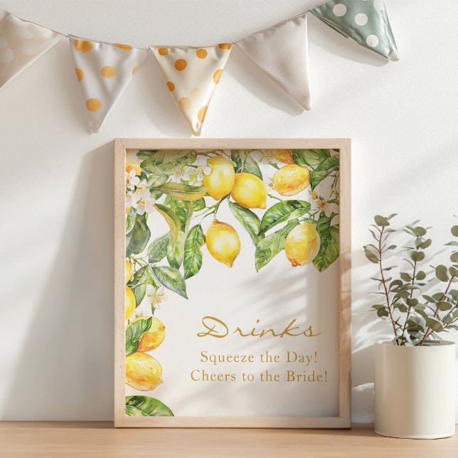 Lemon Floral Drinks Bridal Shower Poster (Lemon Floral Drinks Bridal Shower Poster
)