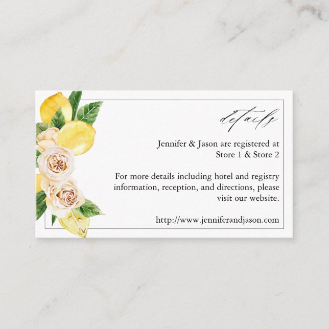 Lemon Floral Enclosure Card (Front)