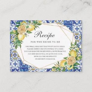 Lemon Floral Greenery Bridal Shower Bring Recipe Enclosure Card