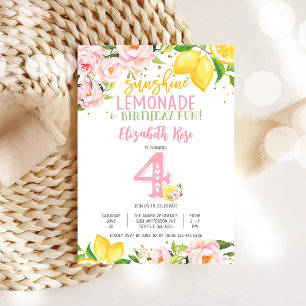 Lemon Floral Kids Birthday Invitation
