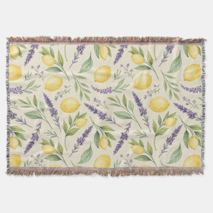 Lemon Floral lavender Pattern Throw Blanket