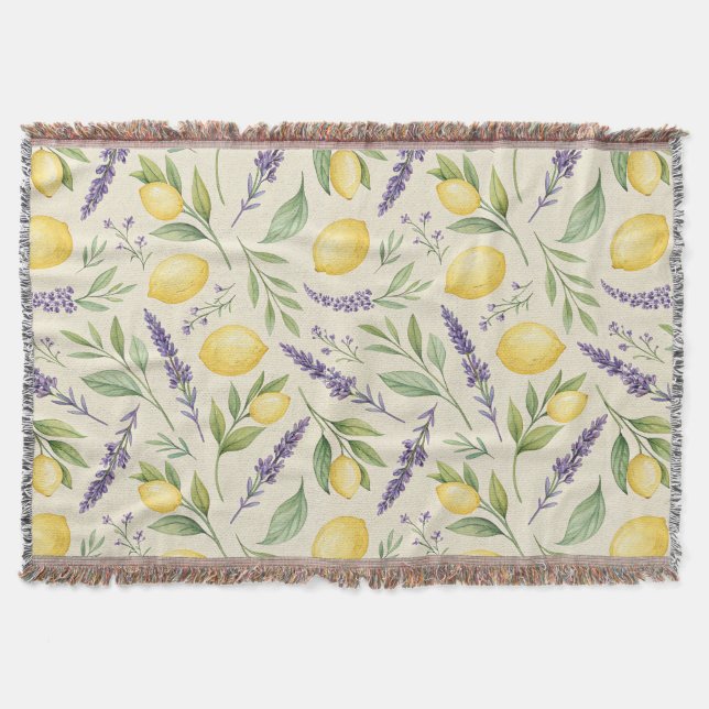 Lemon  Floral lavender Pattern  Throw Blanket (Front)