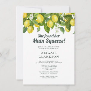 Lemon Floral Main Squeeze Bridal Shower Invitation