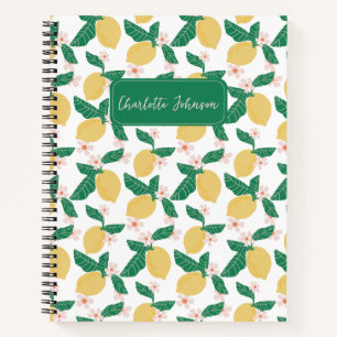 Lemon Floral Personalised Notebook