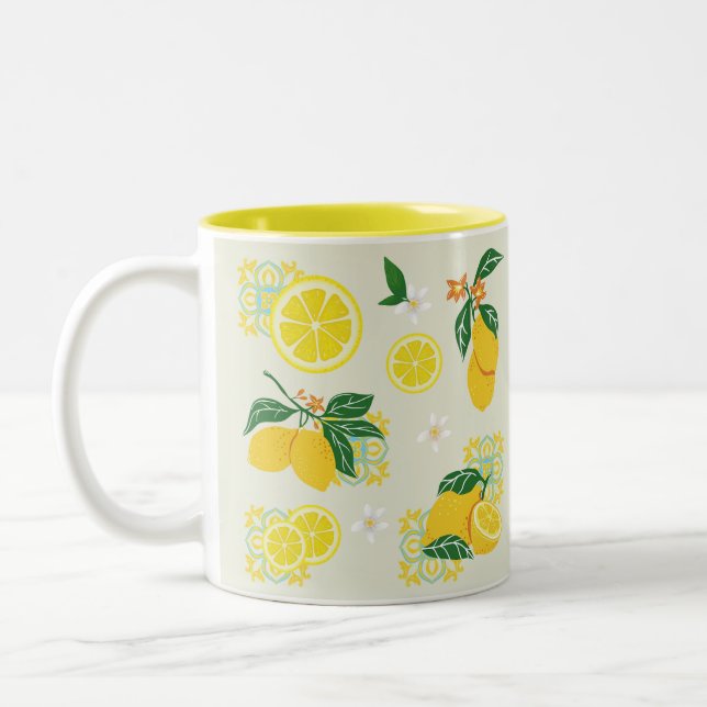 Lemon Floral Two-Tone Coffee Mug (Left)