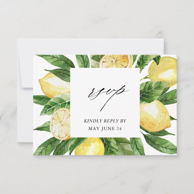 Lemon Floral w Meal RSVP Card (Front)