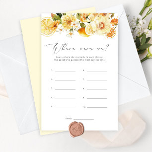 Lemon floral Where were we bridal shower game