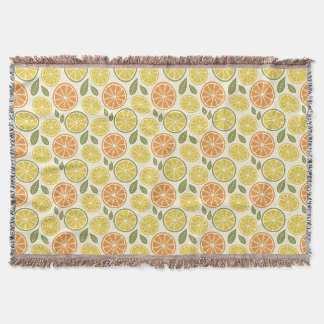 Lemon  Floral white daisy Pattern  Throw Blanket (Front)