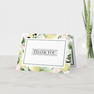 Lemon Floral White Wedding Folded Thank You