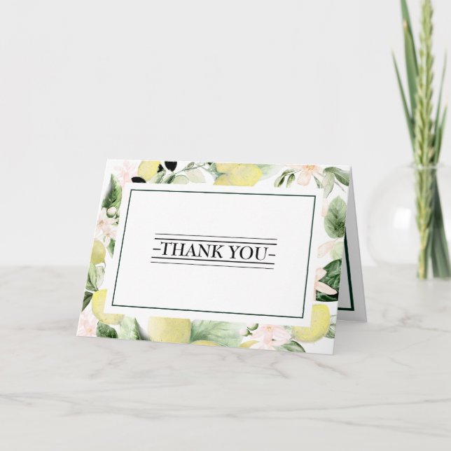 Lemon Floral White Wedding Folded Thank You (Front)