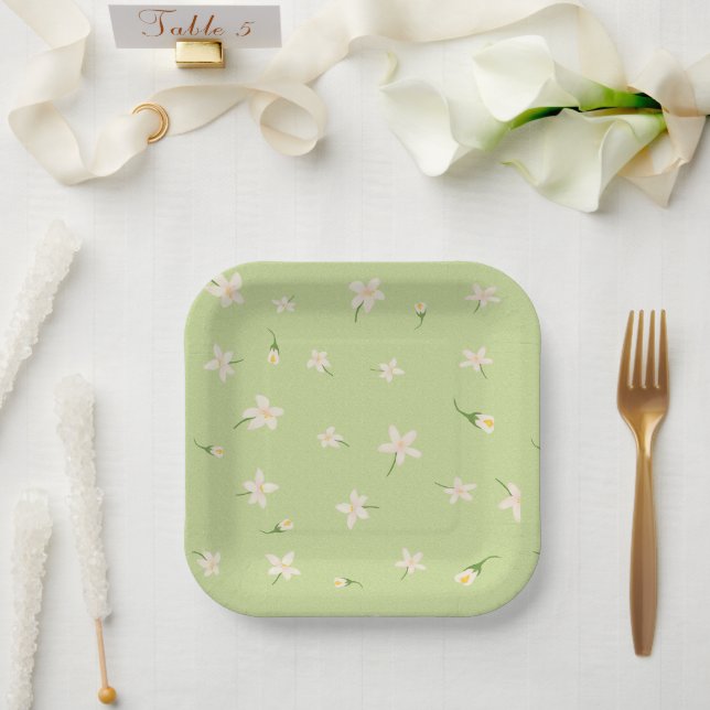 Lemon Flower Pattern Paper Plate (Wedding)
