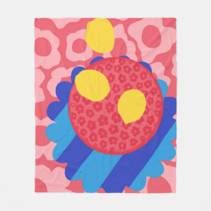 Lemon Flower Plate Fleece Blanket