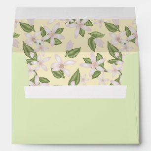 Lemon Flowers Green Yellow and Pink Envelope