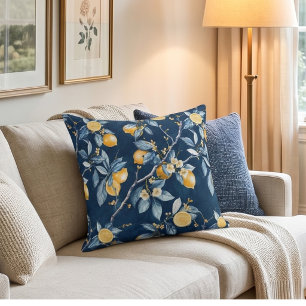Lemon French Country Citrus Pattern  Cushion