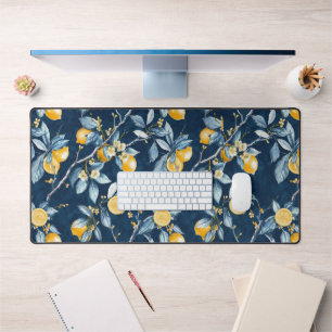 Lemon French Country Citrus Pattern Desk Mat