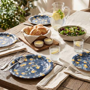 Lemon French Country Citrus Pattern Paper Plate