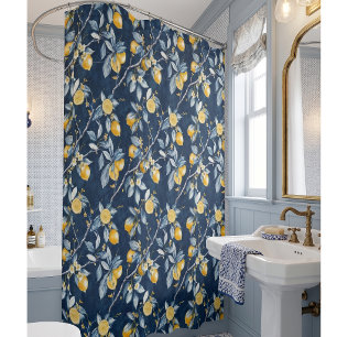 Lemon French Country Citrus Pattern  Shower Curtain
