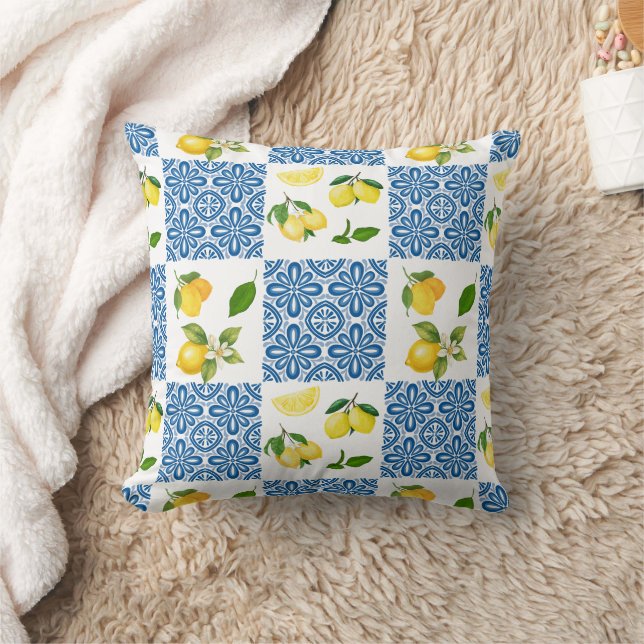 Lemon French Country Tile Elegant Modern Pattern Cushion (Blanket)