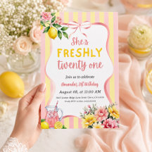 Lemon Freshly 21 Floral Pink Lemonade Birthday