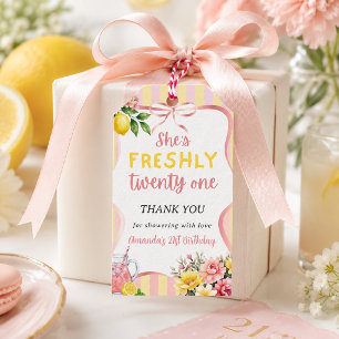 Lemon Freshly 21 Pink Lemonade Birthday Party Gift Tags