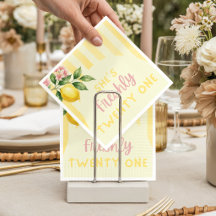 Lemon Freshly Yellow Stripes Floral 21st Birthday