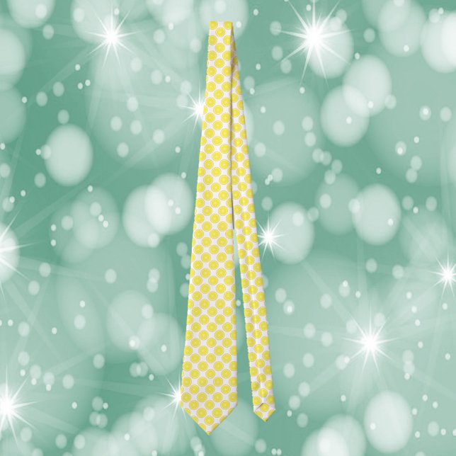 Lemon Fruit Citrus Pattern Tie (A tie with a fun lemon pattern.)