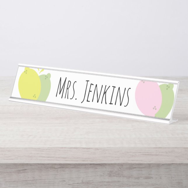 Lemon Fruit Citrus Teachers Name Desk Name Plate (Front)