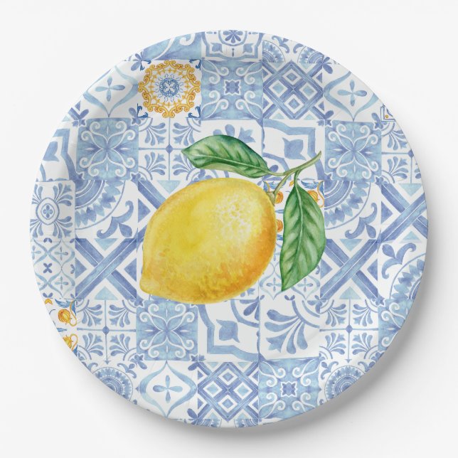 Lemon fruit, European-inspired Paper Plate (Front)