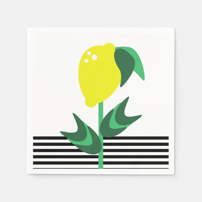Lemon Fruit Garden Plant Stripes    Napkin (Front)