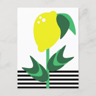 Lemon Fruit Garden Plant Stripes      Postcard