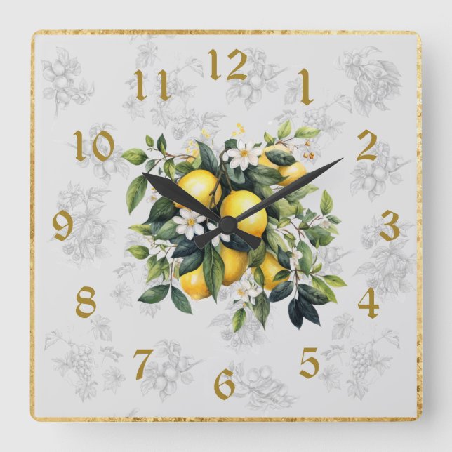 Lemon & Fruit Kitchen Wall Clock Grey 2024 (Front)