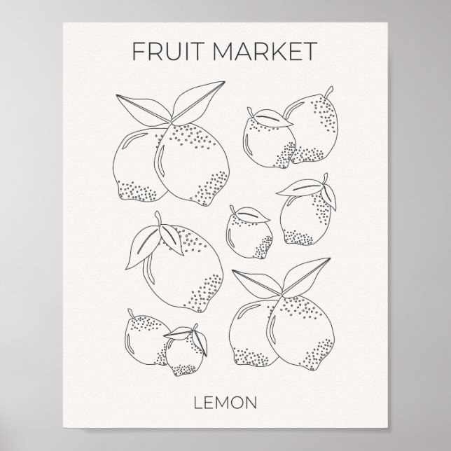 Lemon Fruit Market Minimal Line Poster (Front)