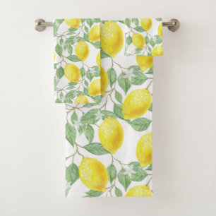 LEMON FRUIT PATTERN BATH TOWEL SET