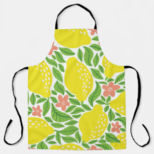 Lemon fruit pattern. Seamless summer citrus patter Apron