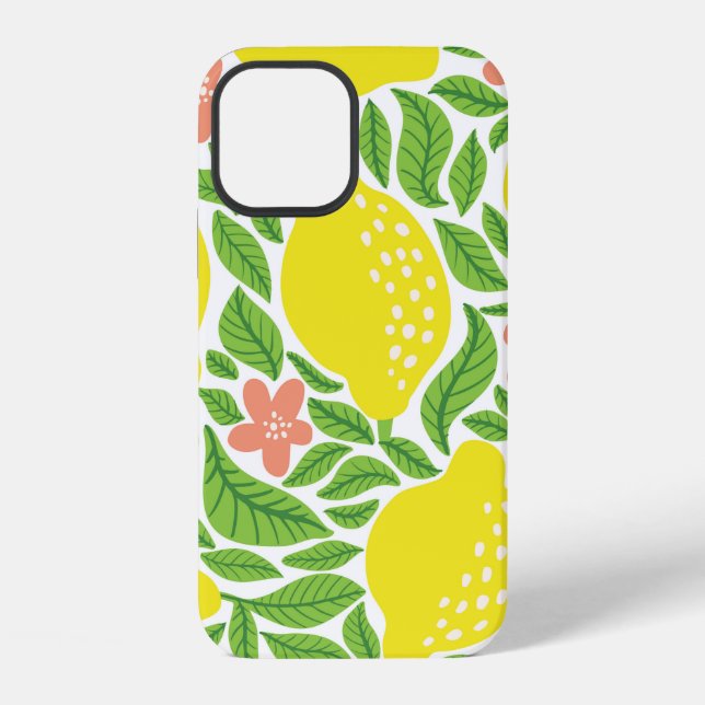 Lemon fruit pattern. Seamless summer citrus patter iPhone Case (Back)