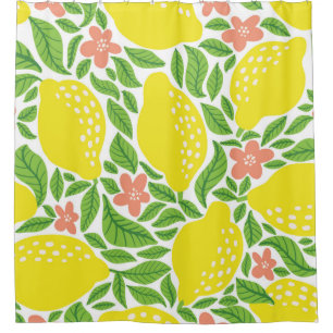 Lemon fruit pattern. Seamless summer citrus patter Shower Curtain