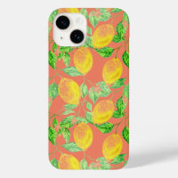 Lemon fruit pattern yellow peach pink