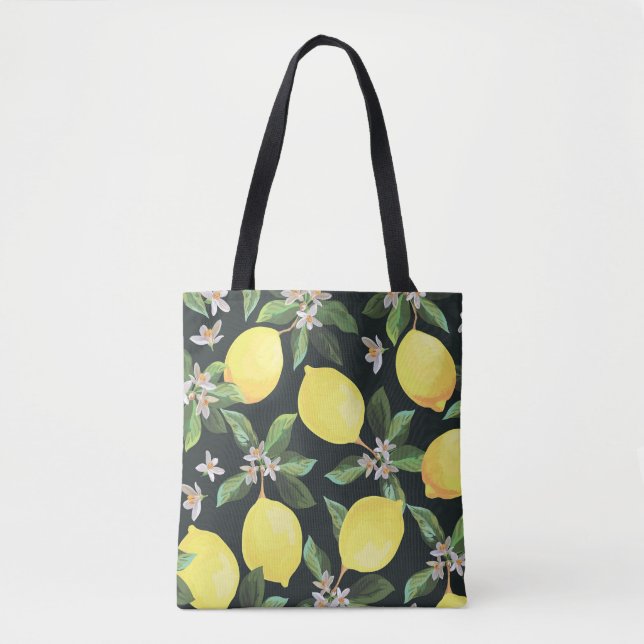 Lemon Fruit: Seamless Pattern Design Tote Bag (Front)