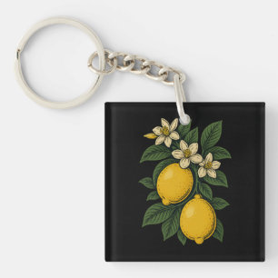 Lemon Fruit Vintage Art Lemon Farm Key Ring