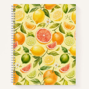 Lemon Fruit Watercolor Pattern Notebook