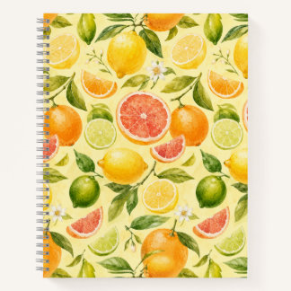 Lemon Fruit Watercolor Pattern Notebook