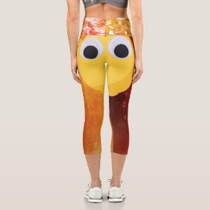 Lemon, fruit with googly eyes and apple rose capri leggings