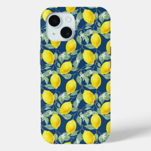 LEMON FRUITS BLUE BACKGROUND iPhone 15 CASE