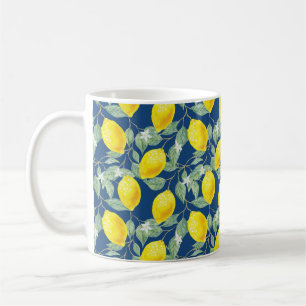 LEMON FRUITS IN COUNTRY BLUE COFFEE MUG